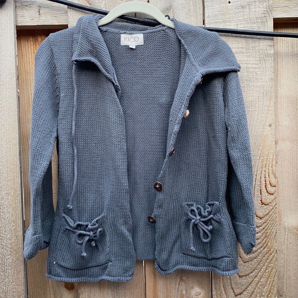 Rico cardigan sweater size small gray/blue